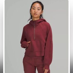 Lululemon Scuba 1/2 Zip Hoodie Oversized Cropped Maroon M/L